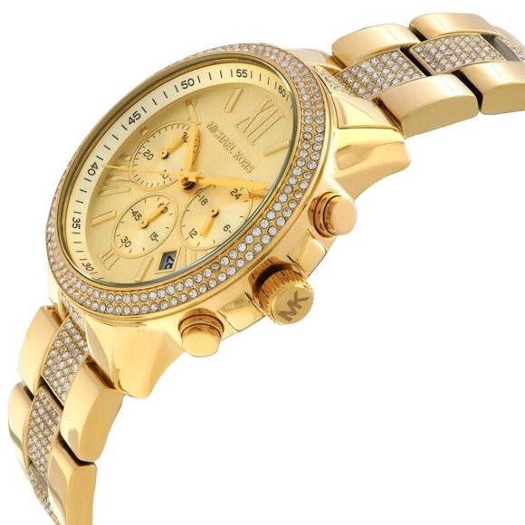 NWT Authentic Michael Kors Brynn Chronograph Quartz Crystal Gold Dial Women's Wa - Picture 2 of 3